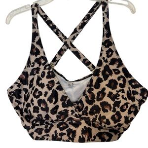 YONIQUE Leopard Print Swim Top Size 22W